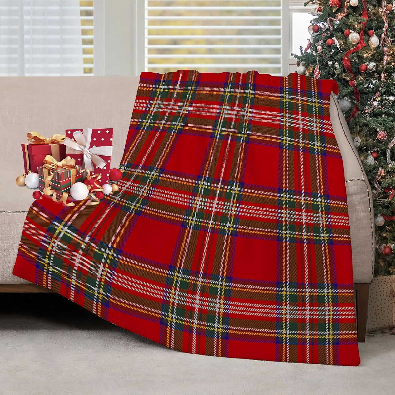 Christmas Throw Blanket - Christmas Plaid Throw Blankets Scottish Tartan