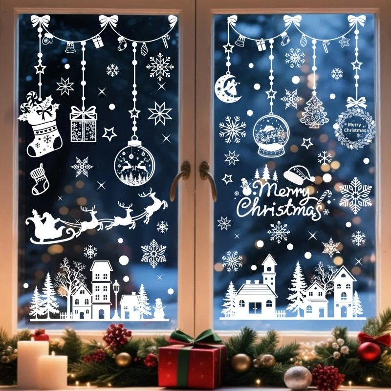 196pcs/9 Sheets Christmas Stat - Snowflake Window Decal ulasan dan harga