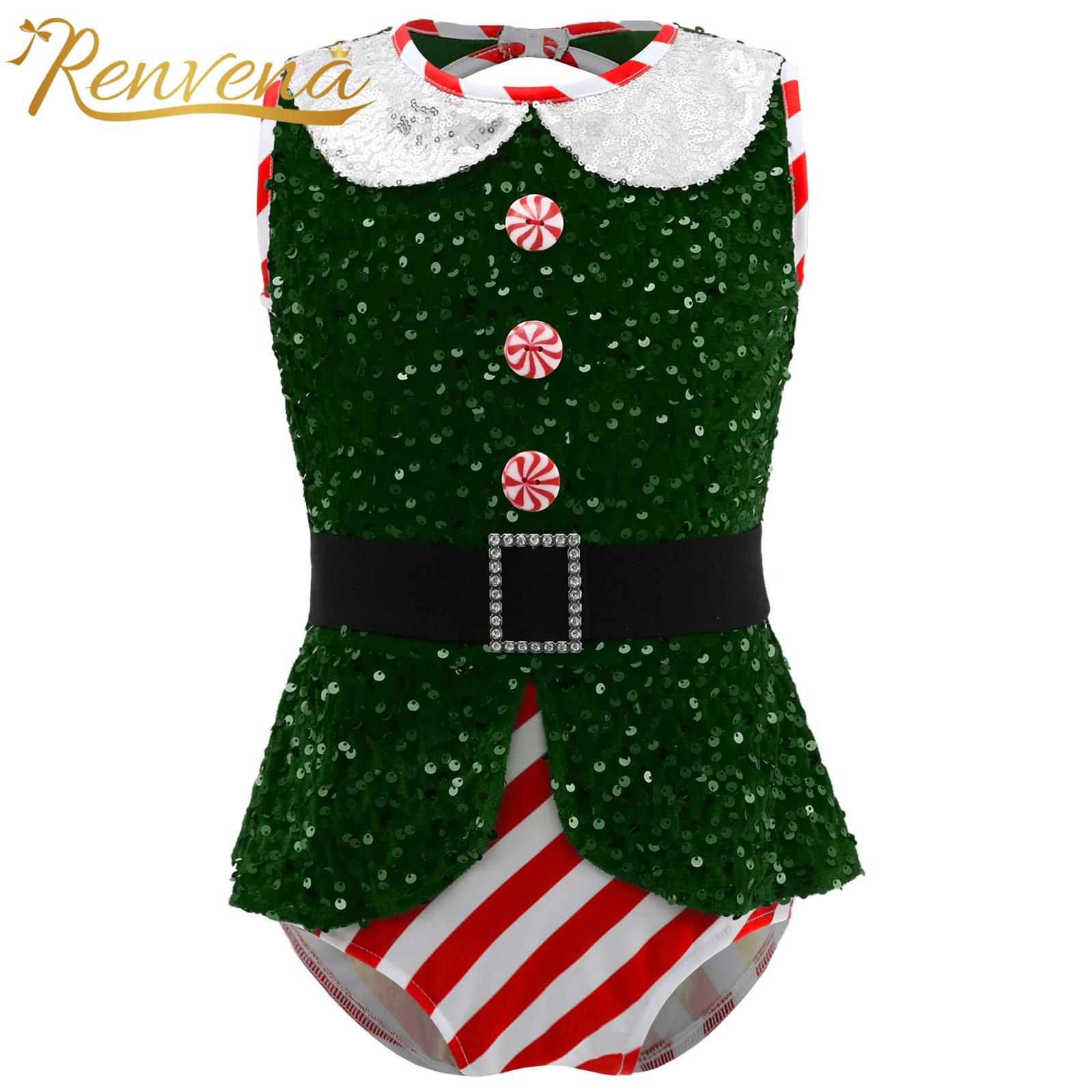 Girls Sparkly Sequins Jumpsuit - Elf Costume Christmas ulasan dan harga