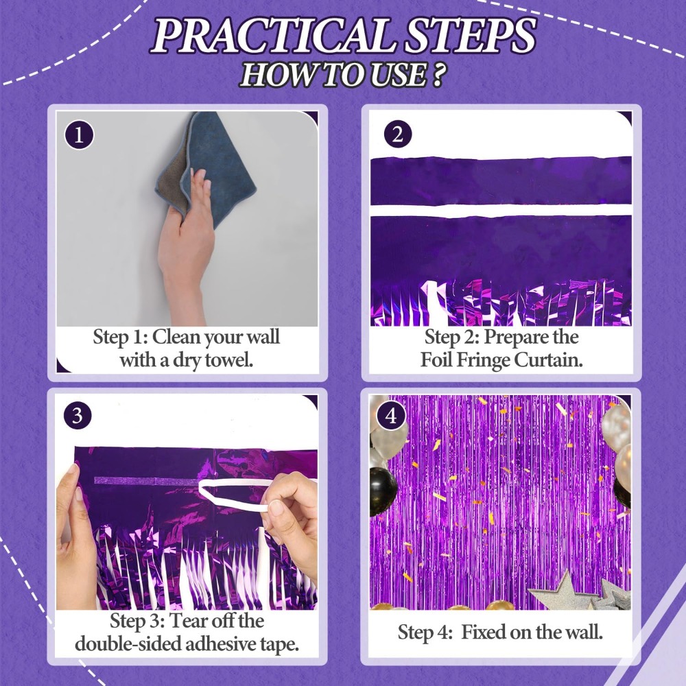 Foil Fringe Backdrop Purple Sh - Tinsel Garland Decoration ulasan dan harga