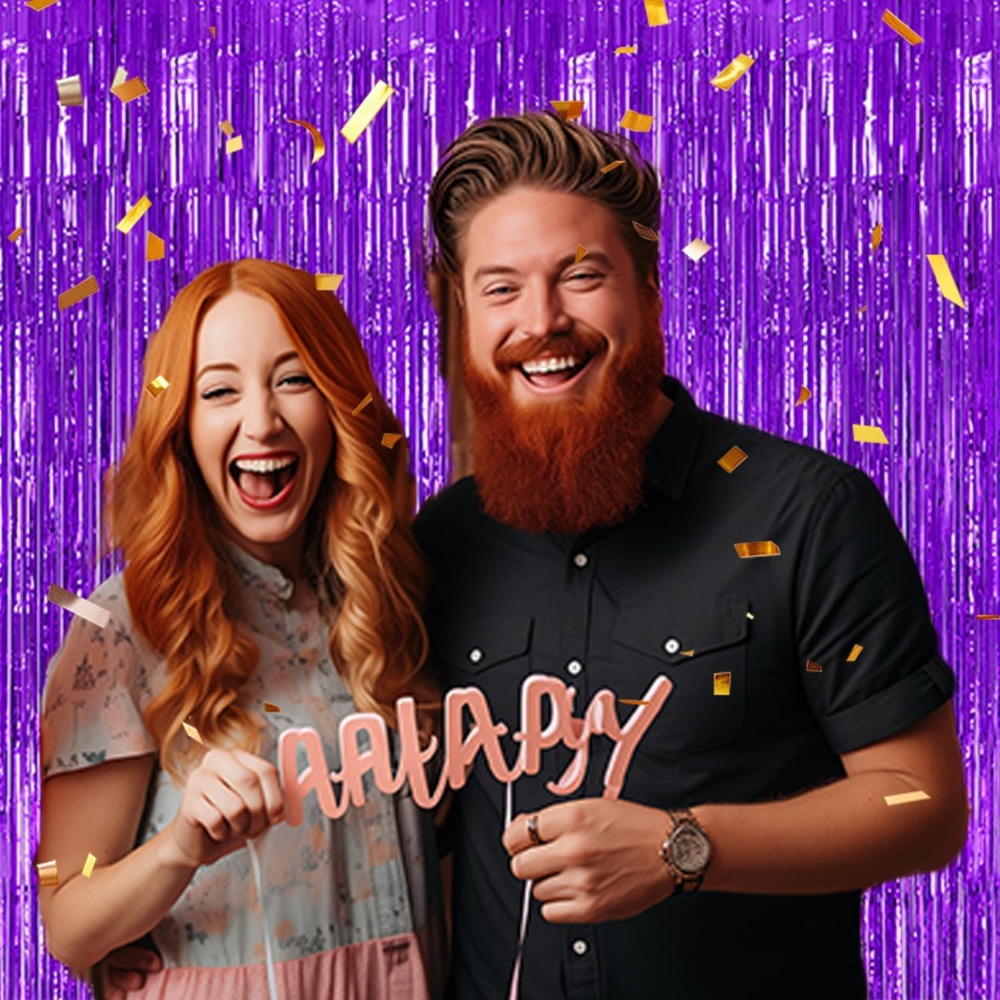 Foil Fringe Backdrop Purple Sh - Tinsel Garland Decoration ulasan dan harga