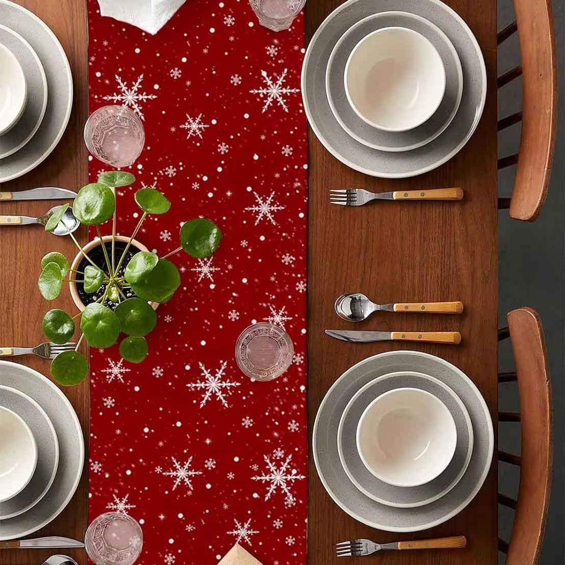 Red Table Runner Christmas Tre - Christmas Table Runner ulasan dan harga