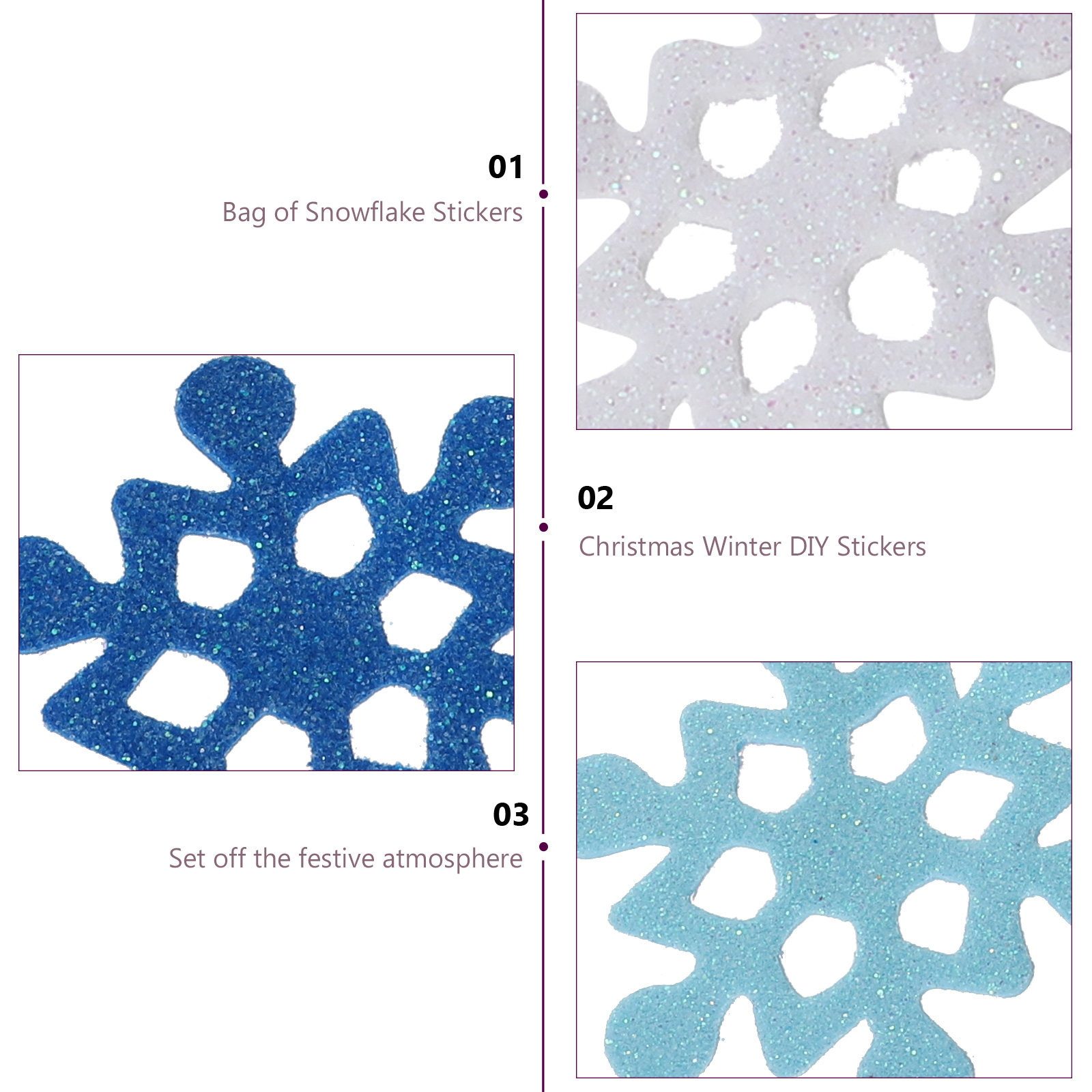 Snowflake Foam Stickers Glitte - Snowflake Window Decal ulasan dan harga