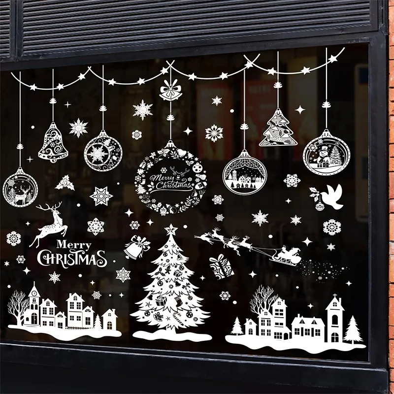 9 Sheets 243pcs Reusable Stati - Snowflake Window Decal ulasan dan harga