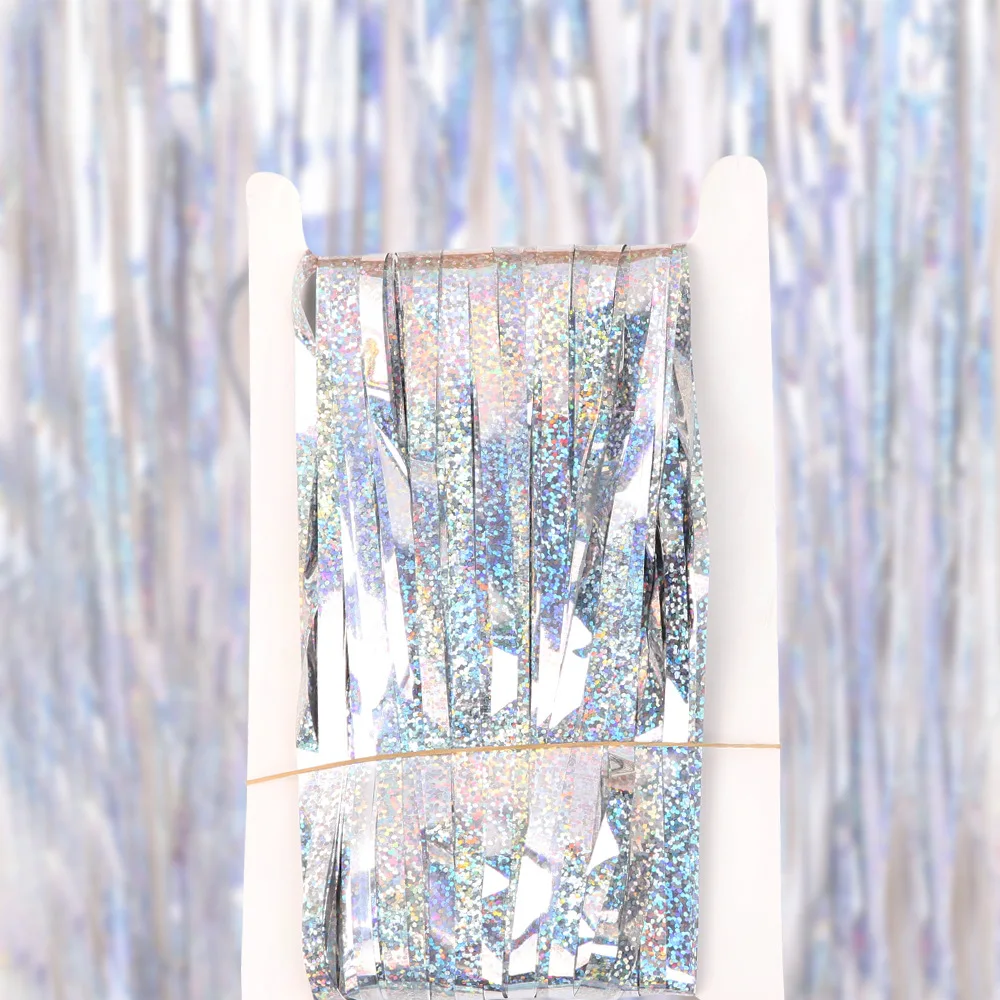 Blue 2M*1M Laser Tinsel Foil C - Tinsel Garland Decoration ulasan dan harga