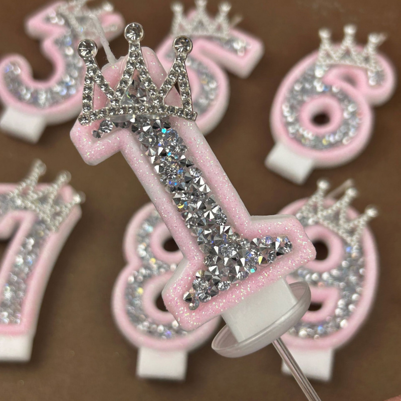 Digital Candles 0-9 Pink Silve - Holiday Candle Set ulasan dan harga