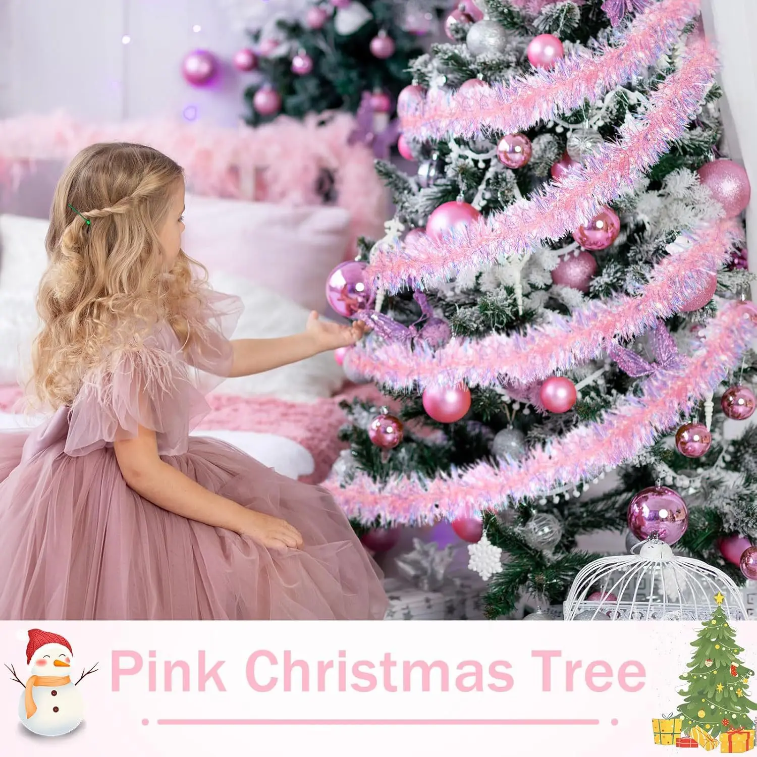 1-10PCS Pink Tinsel Garland Sh - Tinsel Garland Decoration ulasan dan harga