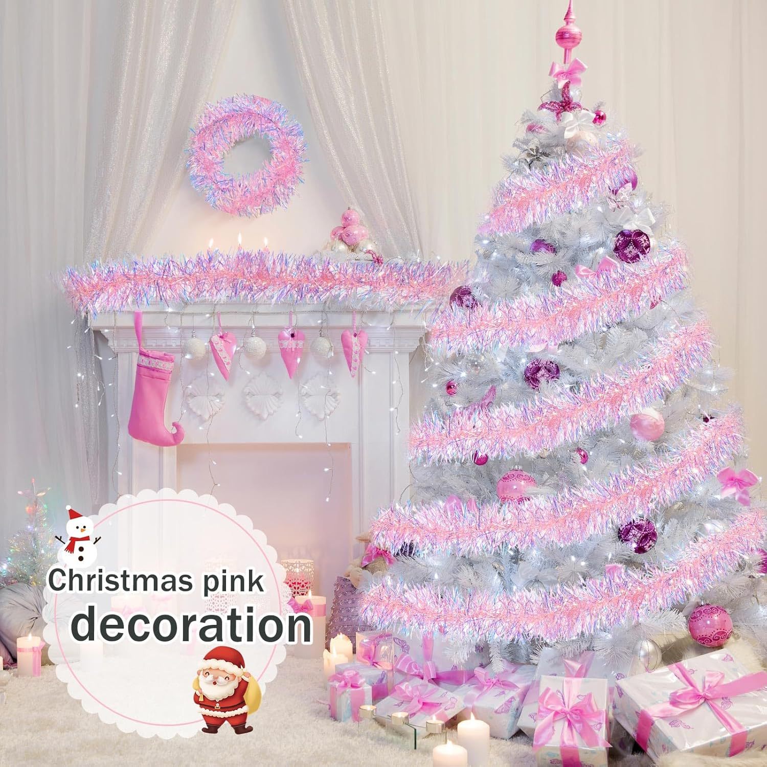 1-10PCS Pink Tinsel Garland Sh - Tinsel Garland Decoration ulasan dan harga