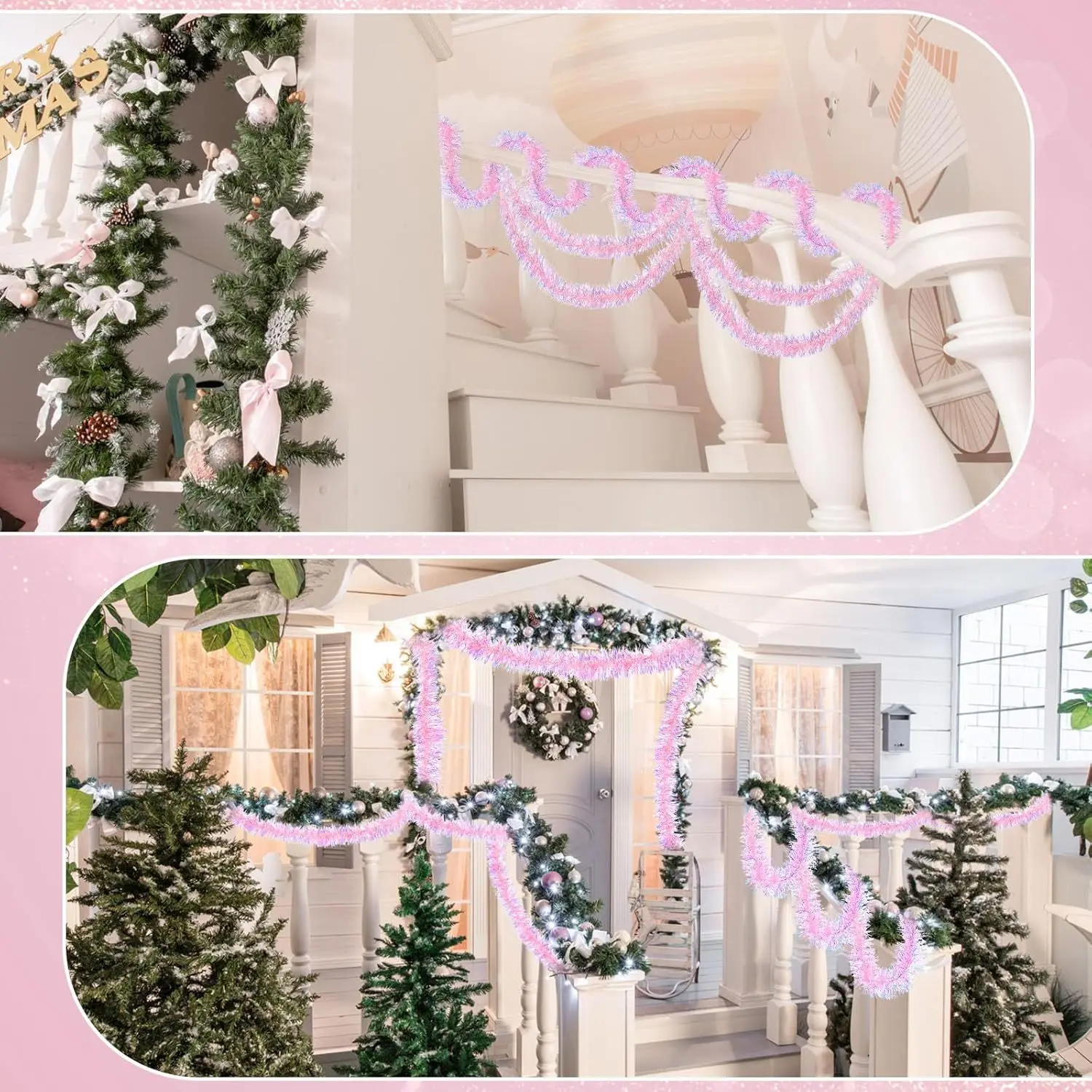 1-10PCS Pink Tinsel Garland Sh - Tinsel Garland Decoration ulasan dan harga