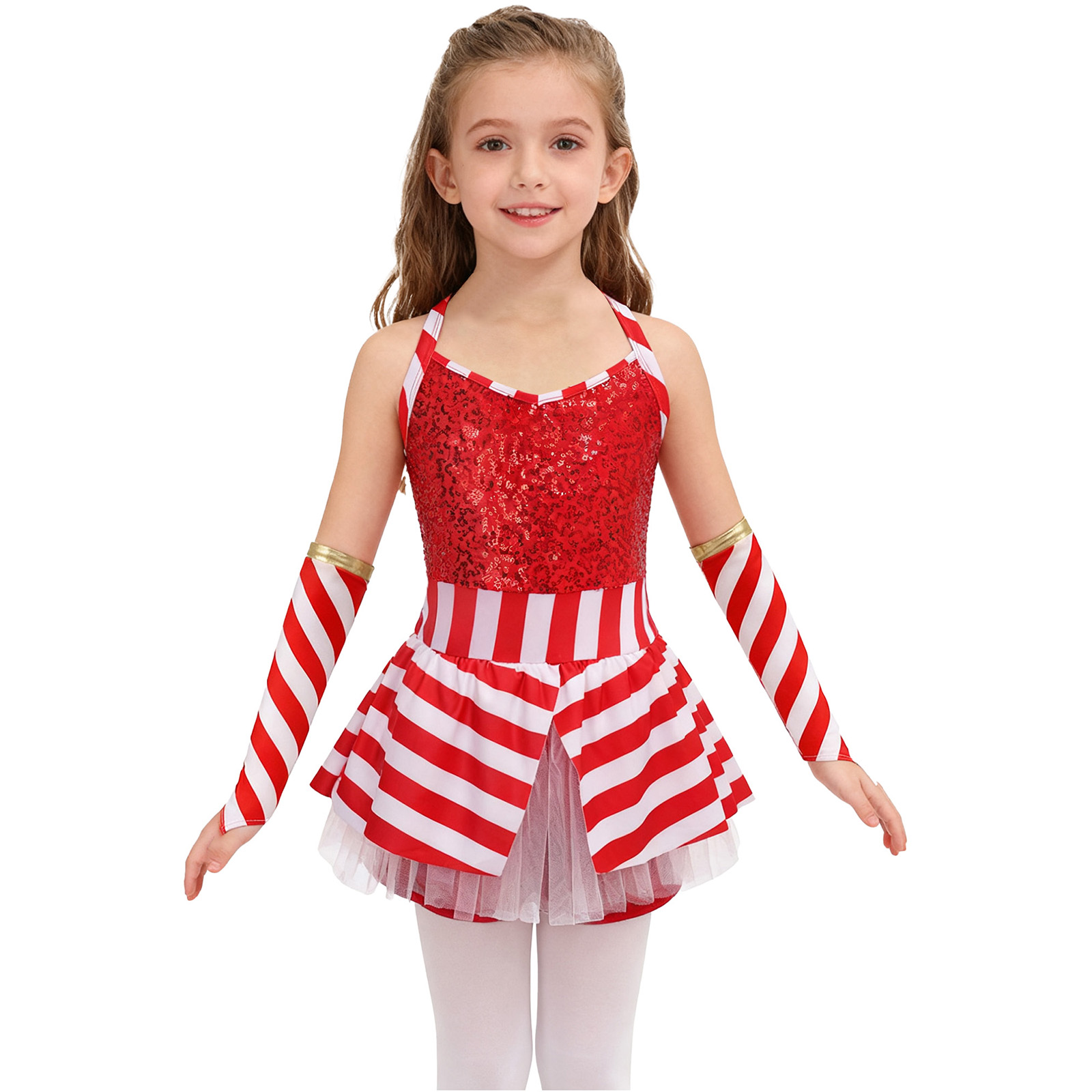 Girls Christmas Candy Cane Dan - Elf Costume Christmas ulasan dan harga