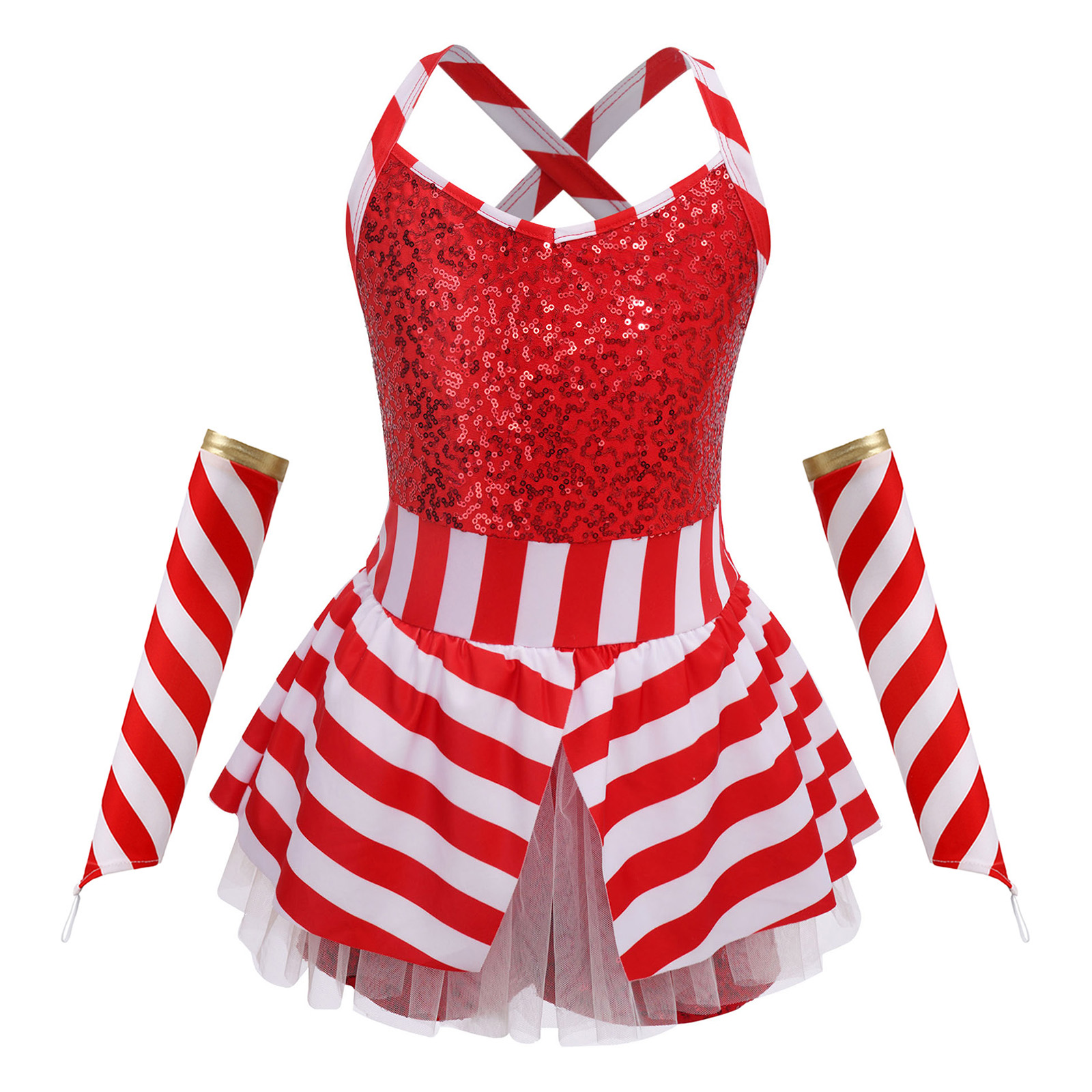 Girls Christmas Candy Cane Dan - Elf Costume Christmas ulasan dan harga