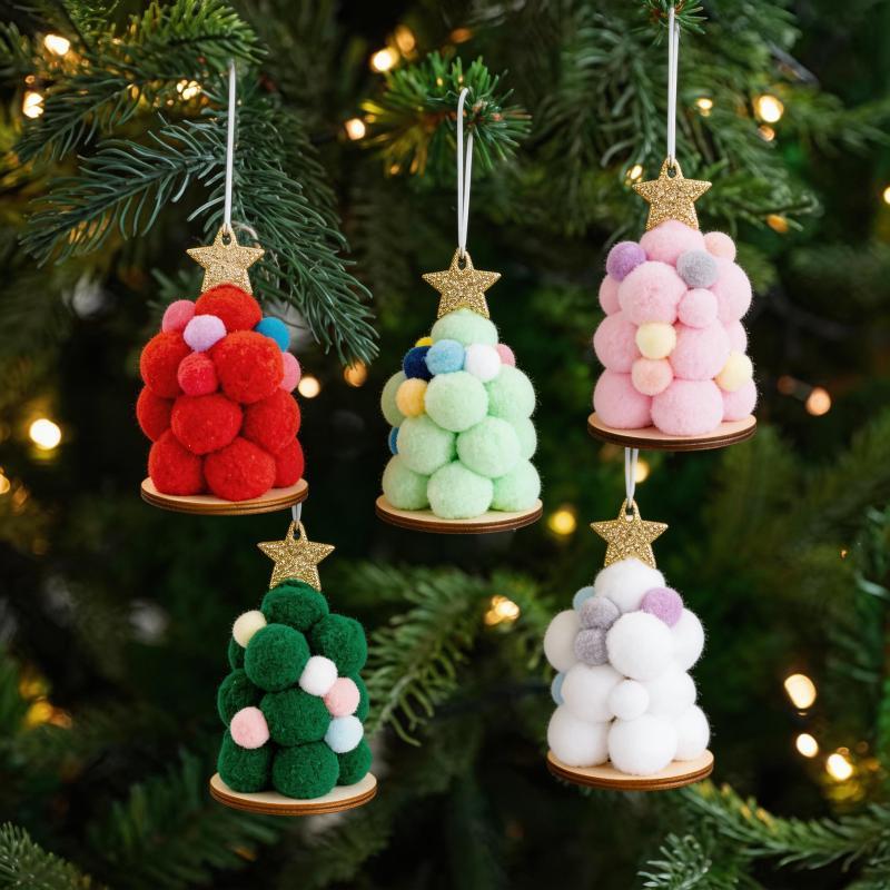 Handmade Fluffy Pom Pom Christ - Star Tree Topper ulasan dan harga