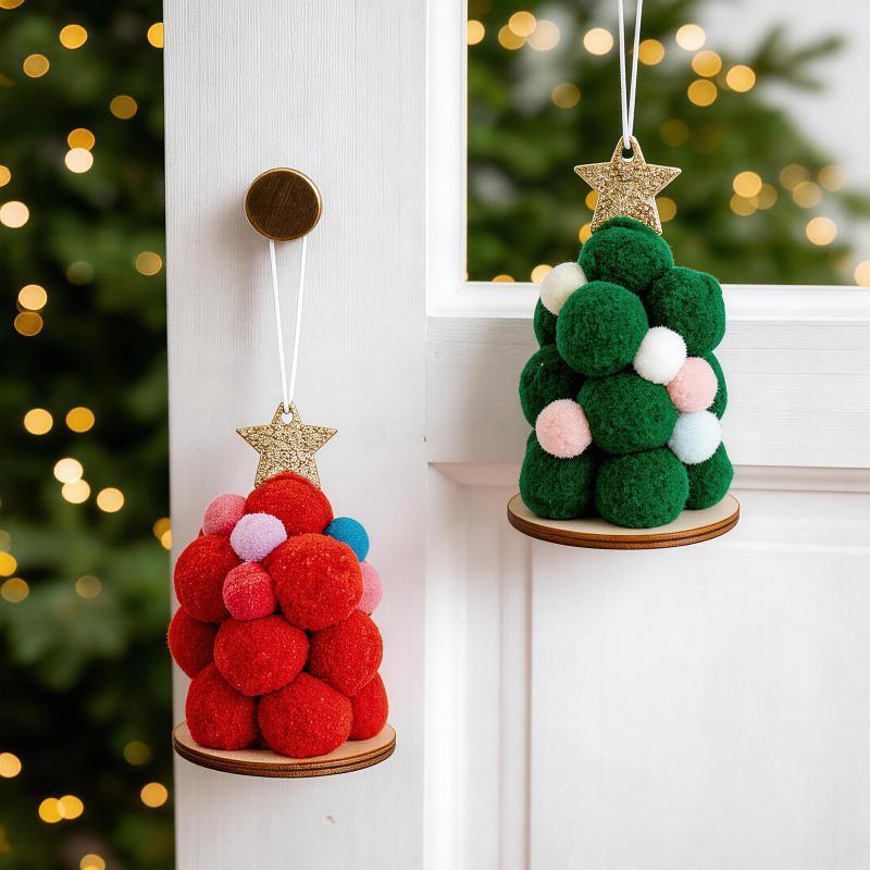Handmade Fluffy Pom Pom Christ - Star Tree Topper ulasan dan harga