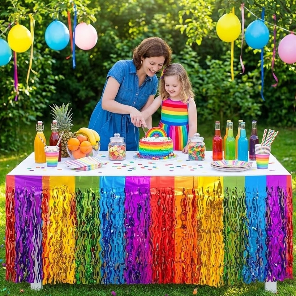 2Pack Rainbow Wavy Metallic Ti - Tinsel Garland Decoration ulasan dan harga